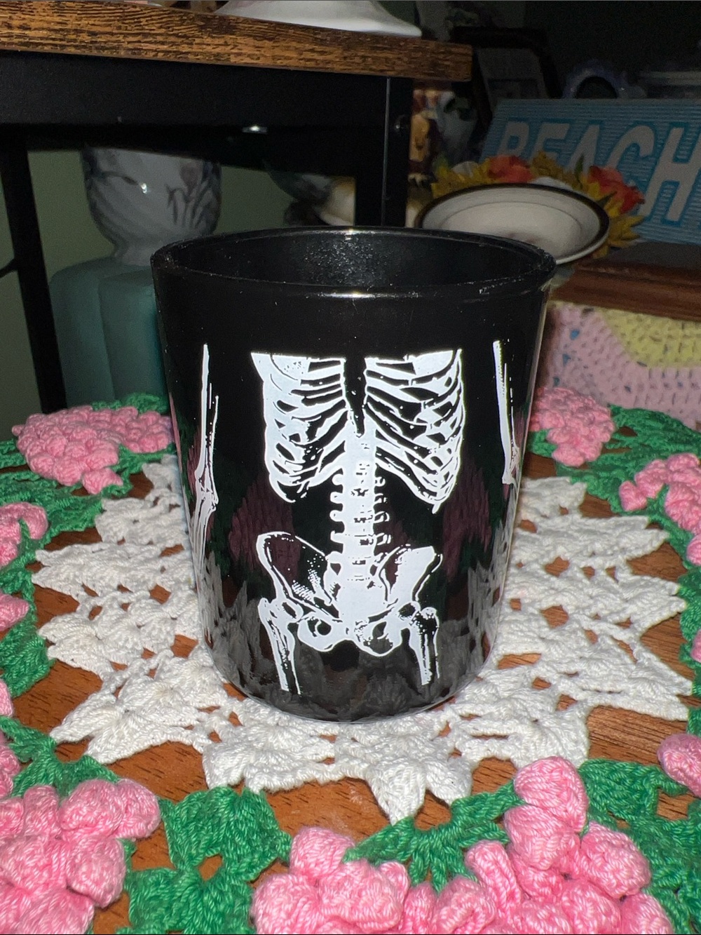 Black Skeleton Graphic Shot Glass